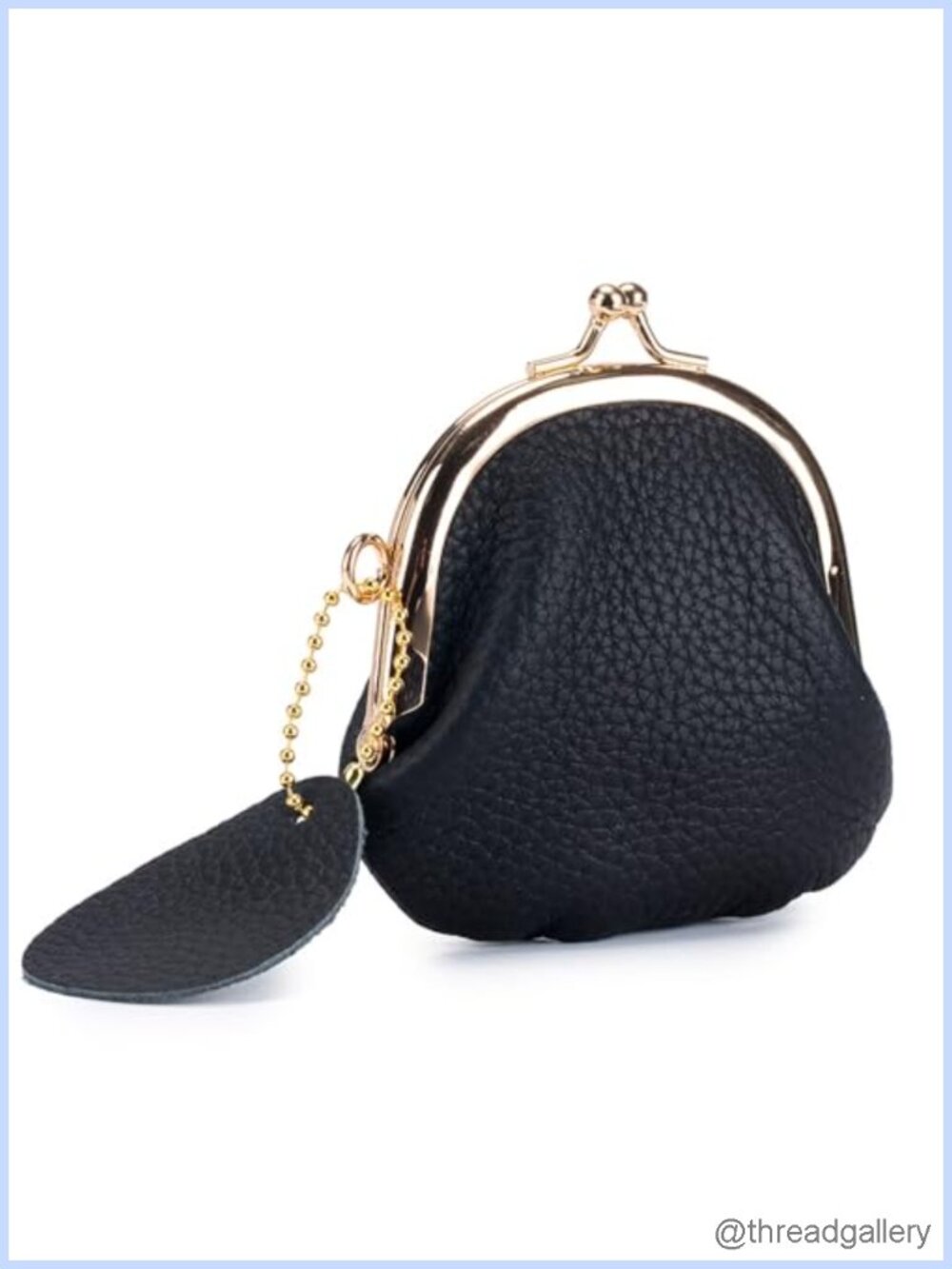Genuine Leather Coin Purse Kiss Lock Mini Wallet Women